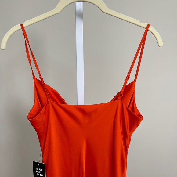 Express Satin Cowl Neck Asymmetrical Hem Maxi Slip Dress NWT - Picture 5 of 9